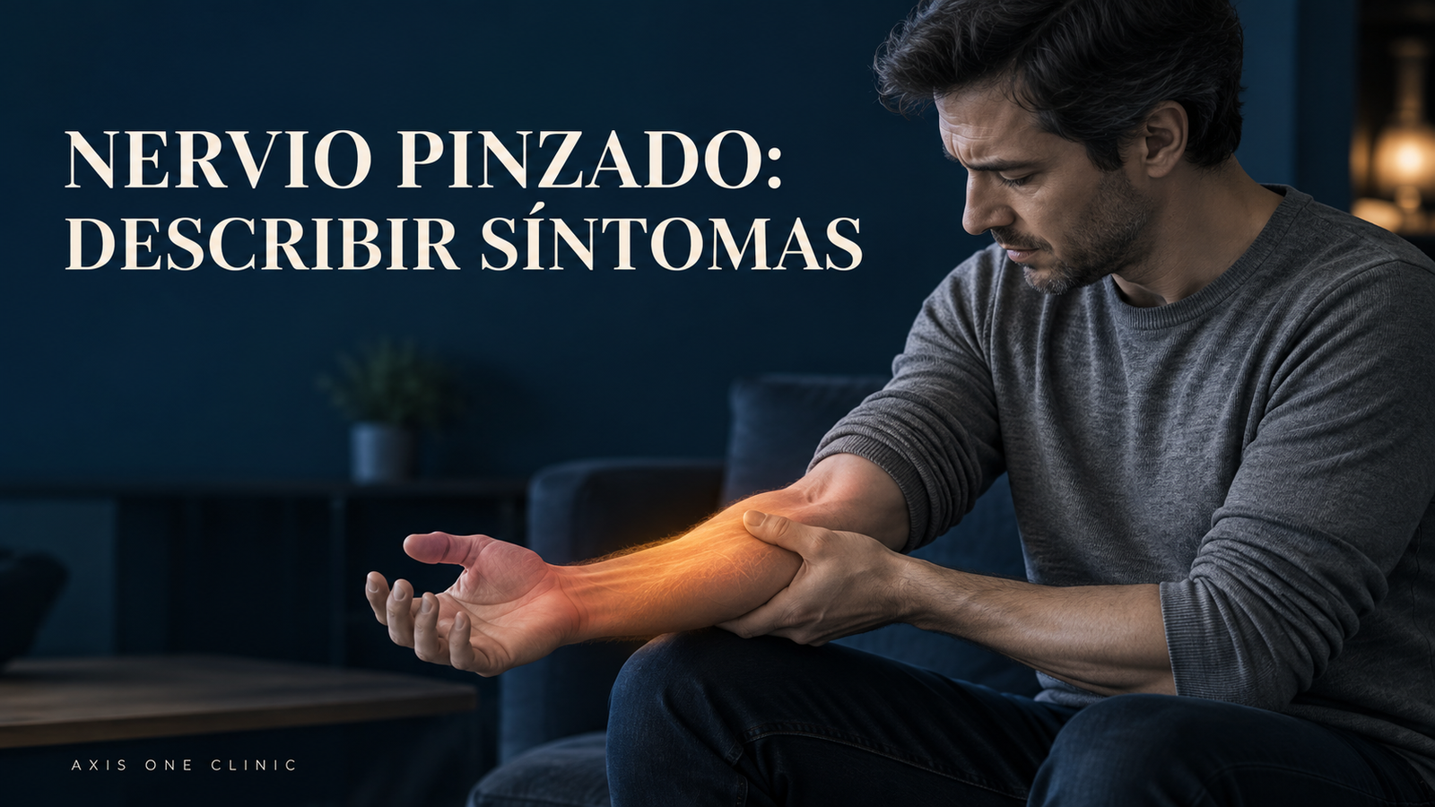 Persona señalando el antebrazo para describir los síntomas de un nervio