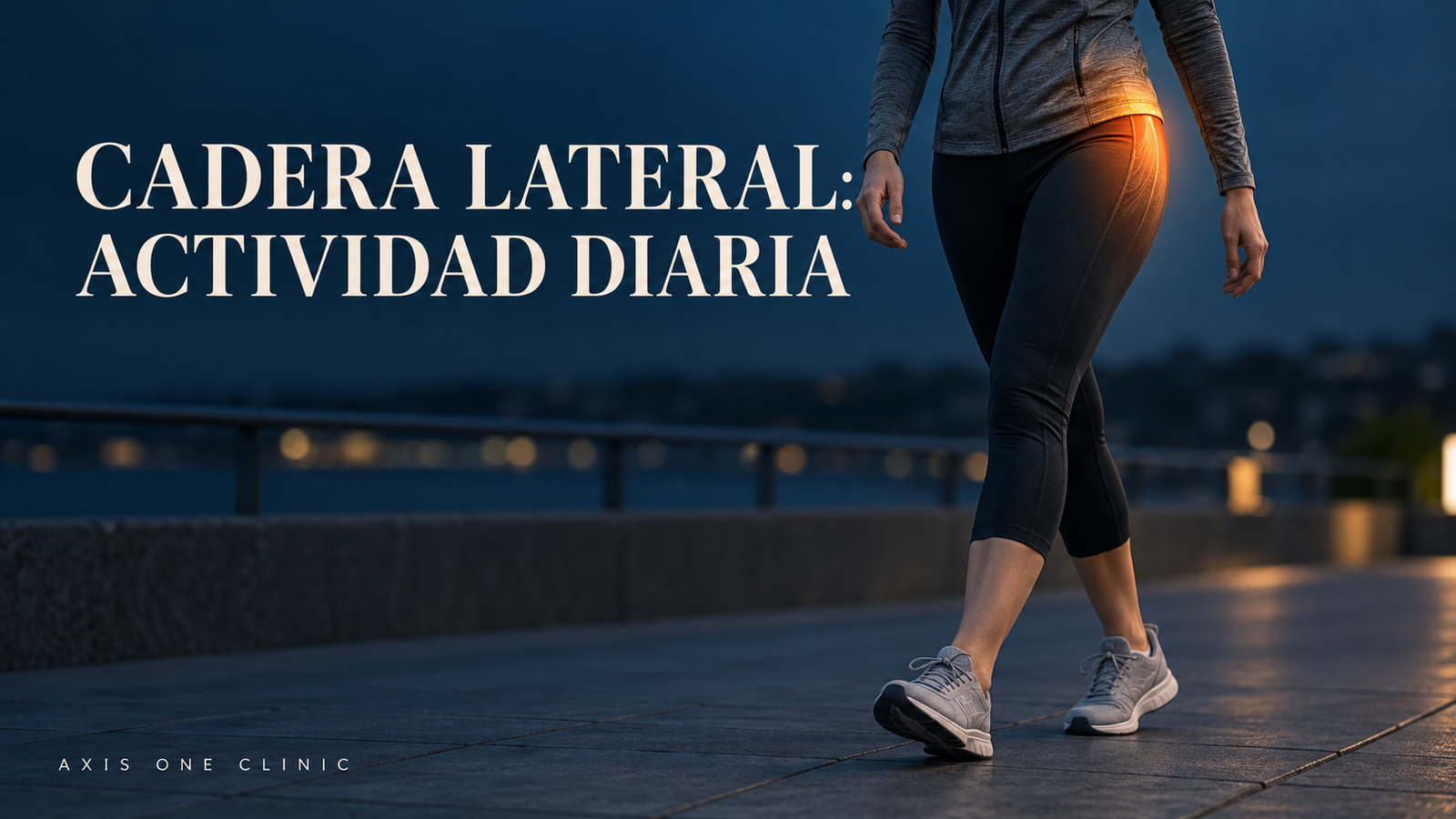 Persona en movimiento con la zona lateral de la cadera resaltada