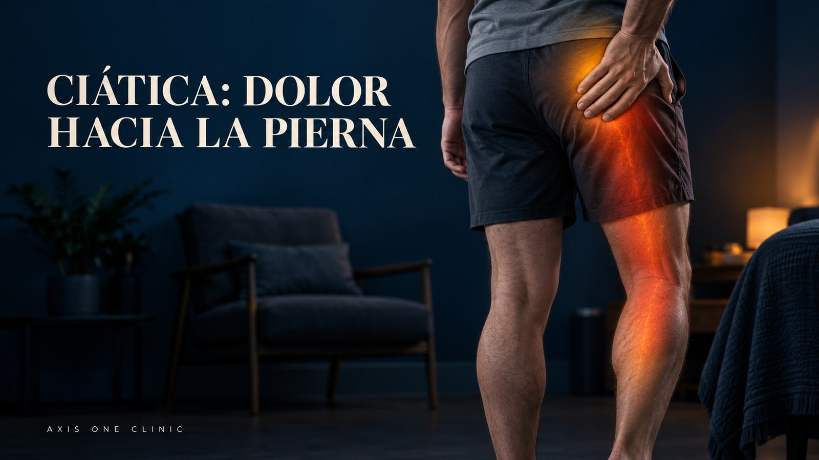 Persona señalando un dolor que recorre el glúteo y la pierna
