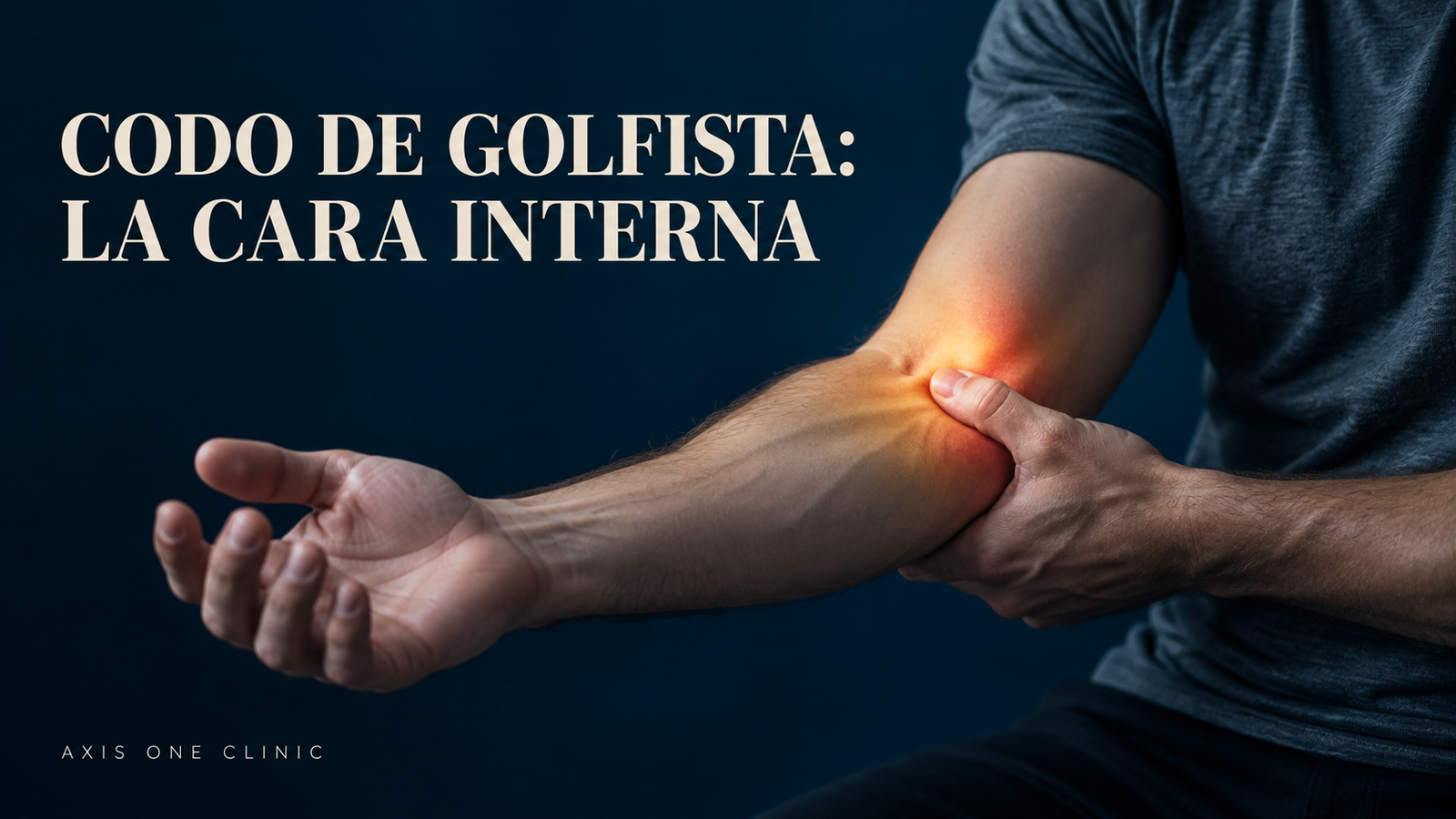 Cara interna del codo señalada para ubicar el dolor del codo de golfista