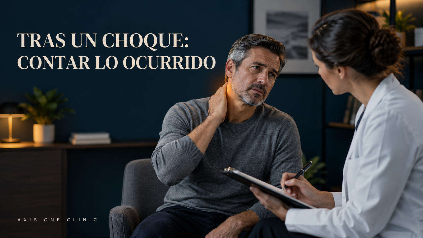 Persona conversando con un profesional sobre lo ocurrido en un choque