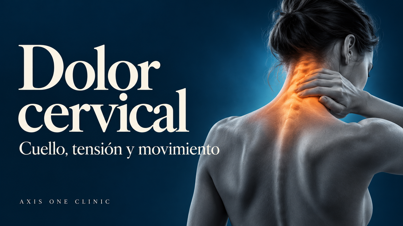Dolor cervical: parte posterior del cuello iluminada para señalar la zona de tensión