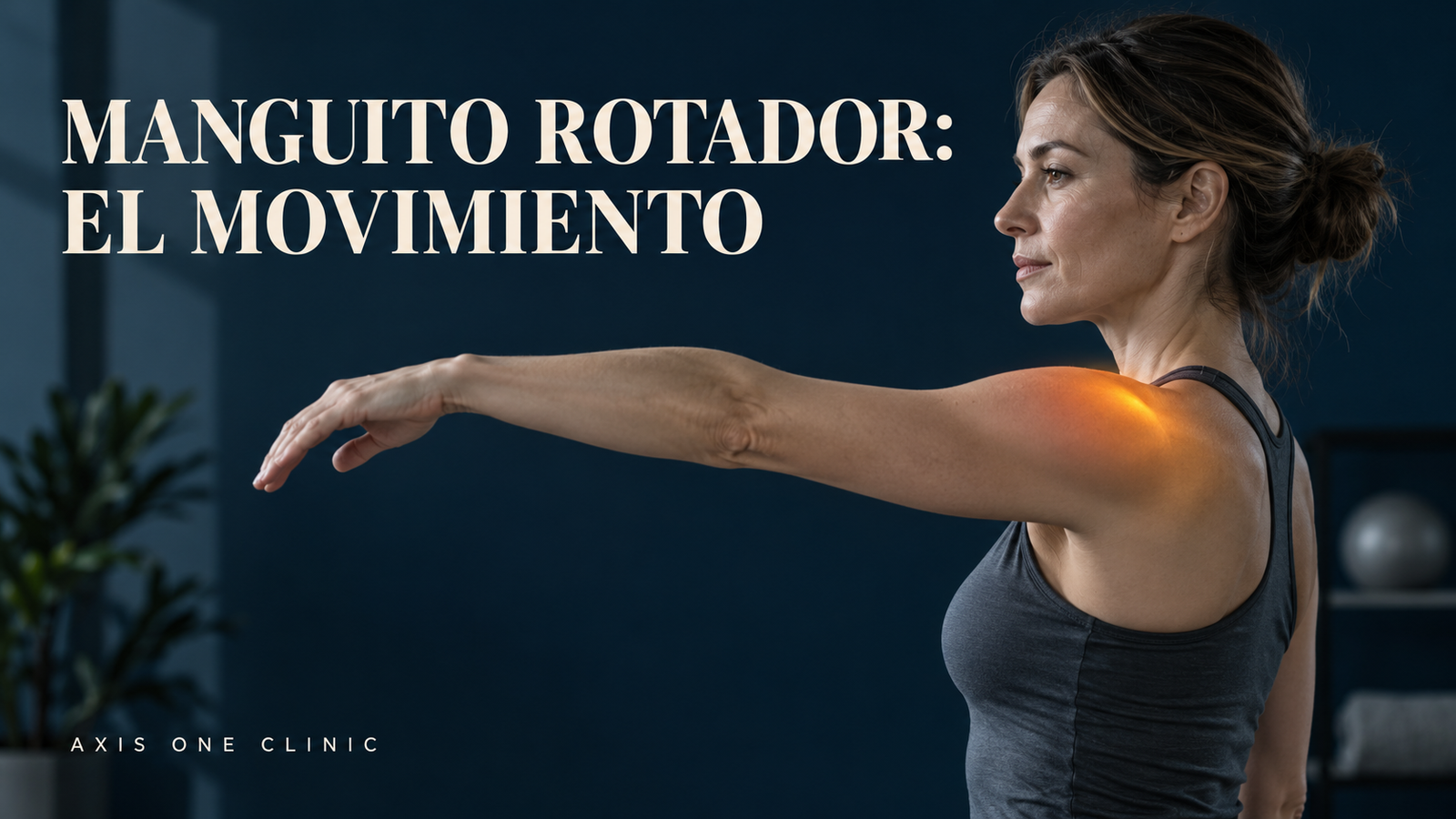 Persona elevando el brazo con la zona del hombro resaltada