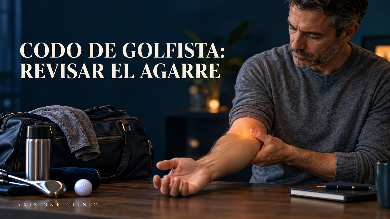 Persona revisando el agarre y señalando la cara interna del codo