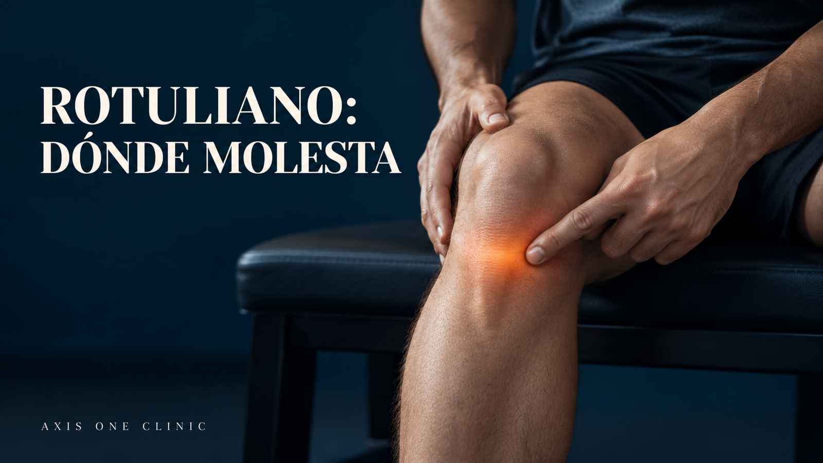 Rodilla con la zona del tendón rotuliano señalada debajo de la rótula