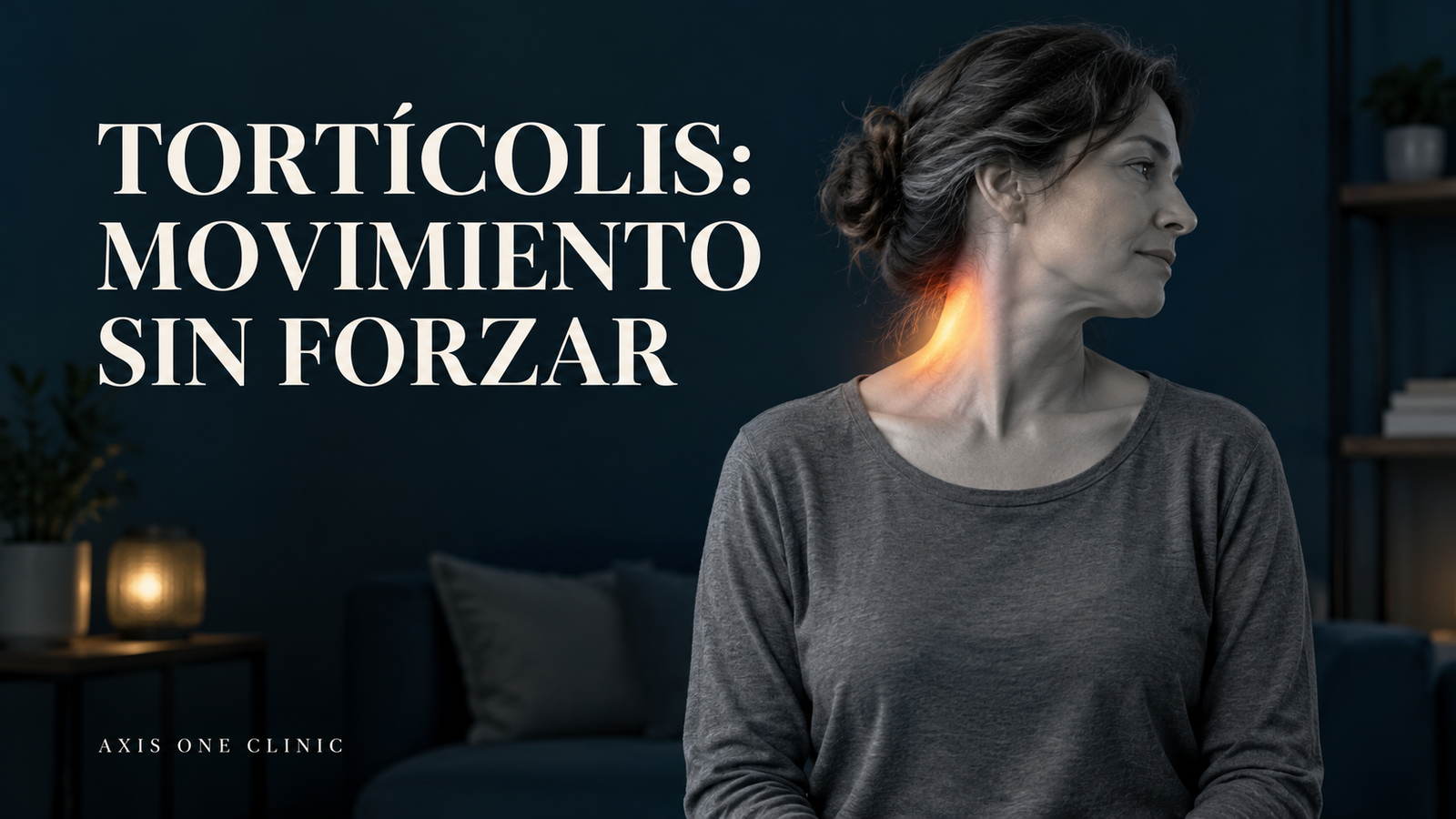 Persona girando suavemente el cuello sin forzar el movimiento