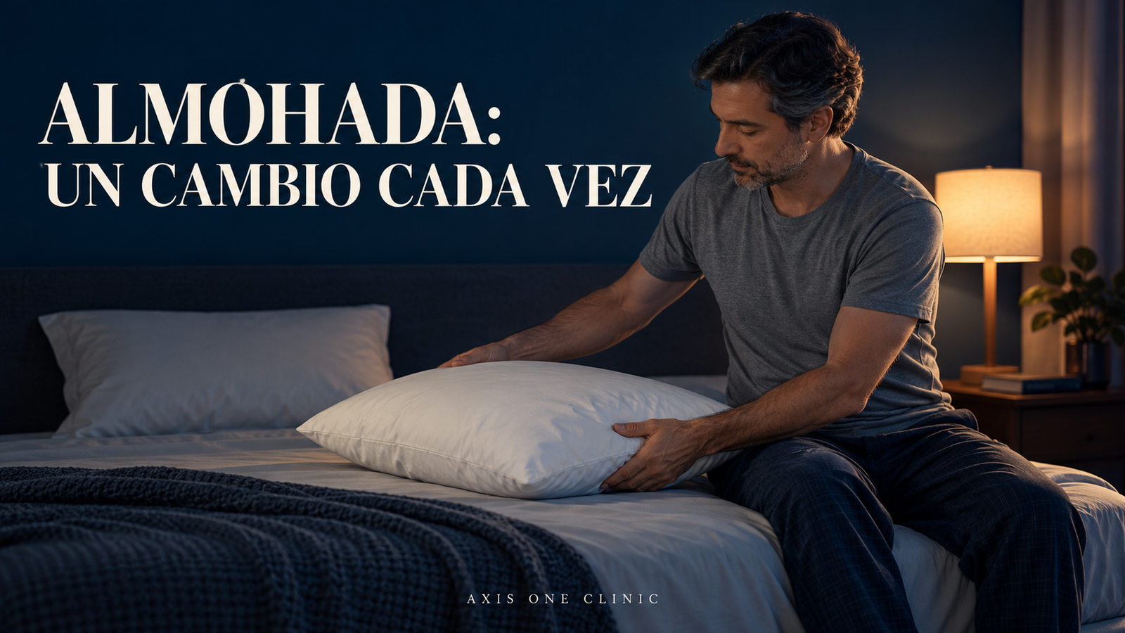 Persona comparando el apoyo de una almohada sobre la cama